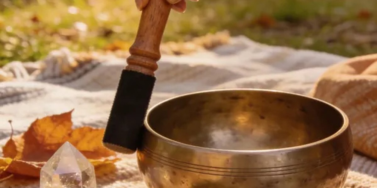 Singing bowls arranged for a private sound healing session